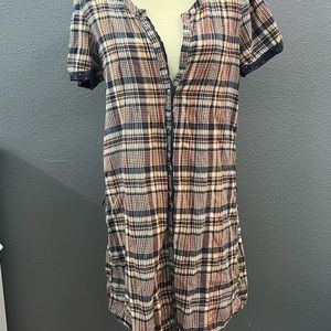 Hollister Plaid Midi Dress in Navy, Cream & Red
